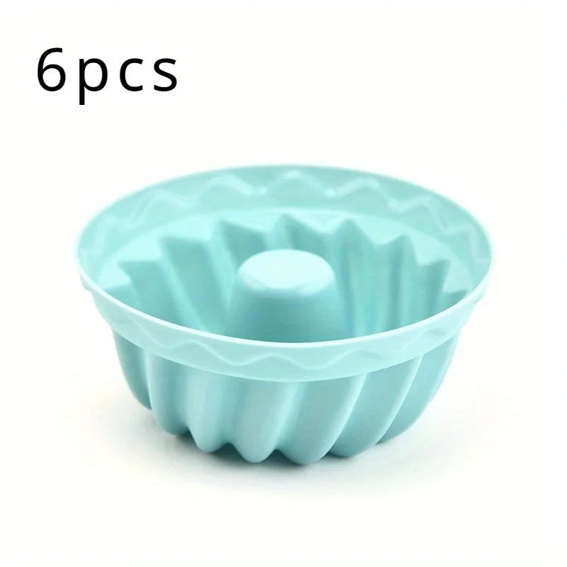 Non-Stick Silicone Bundtlette Cake Mold | Mini Fluted Tube Pan Silicone Cake Mold Babs mint green-6pcs
