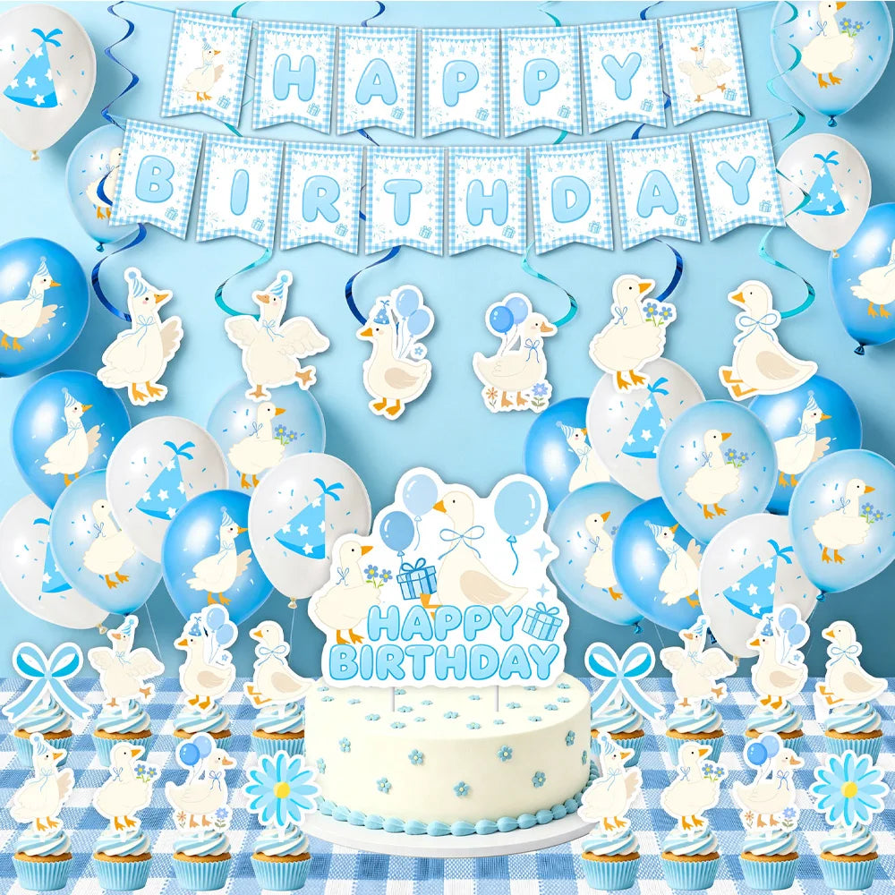 Blue Goose Party Supplies – Balloons, Banner & Cake Topper Party Decoration Set Babs