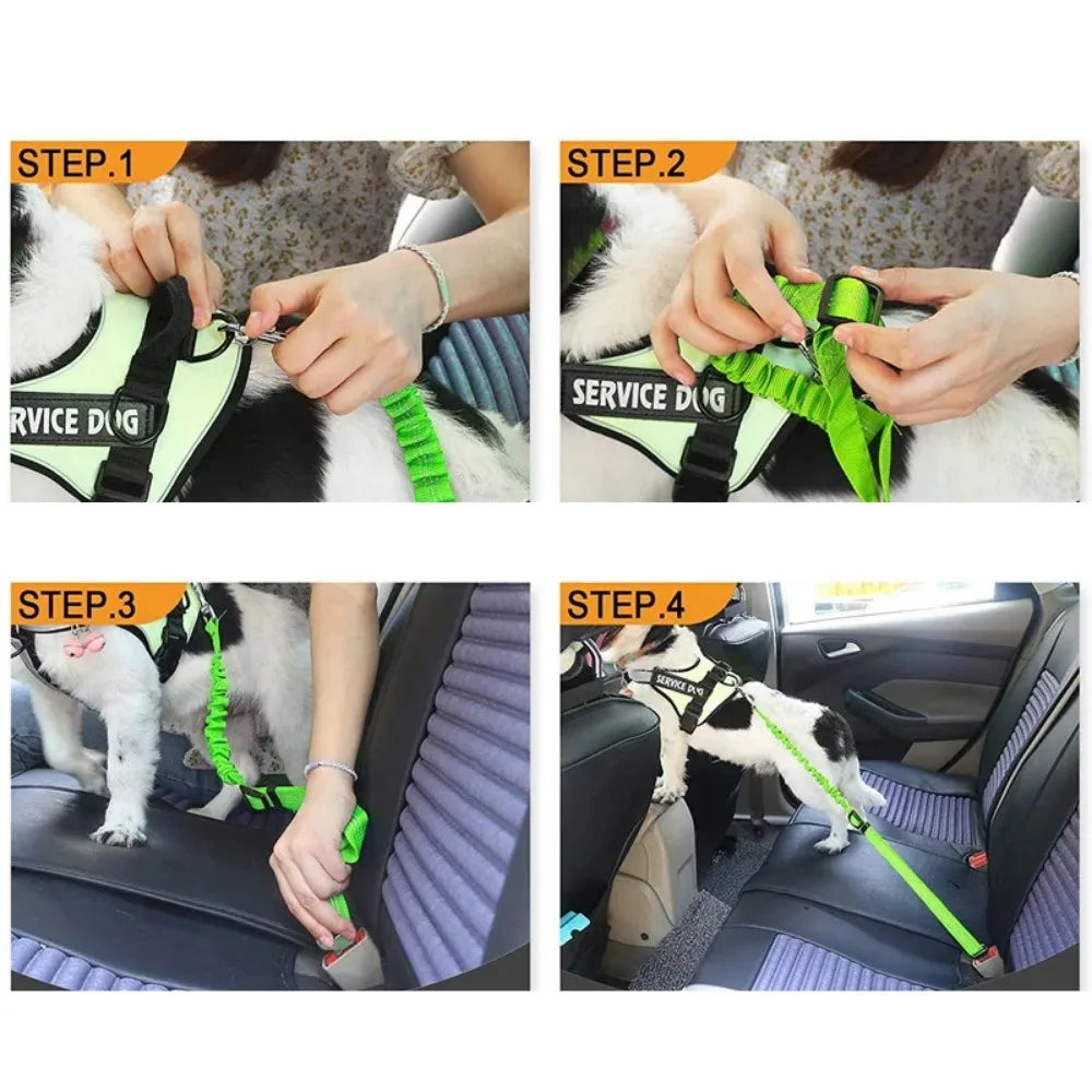 Reflective Dog Seat Belt – Adjustable Nylon Bungee Car Harness Dog Car Harness Babs