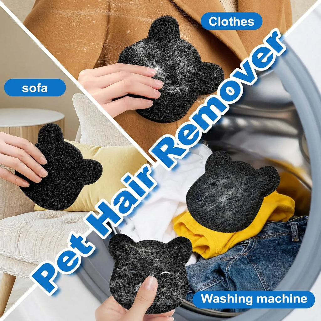 64pcs Bear Laundry Balls – Lint & Pet Hair Catcher Sponge Laundry Lint Remover Babs