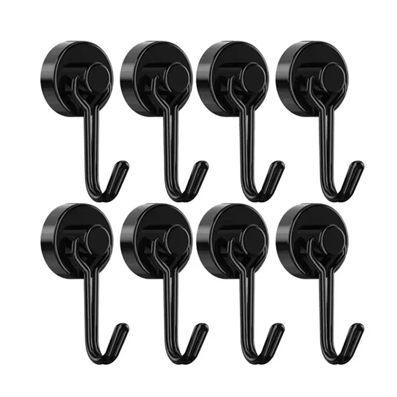 8-Pack Neodymium Magnetic Swivel Hooks – Heavy Duty, No-Drill Magnetic Swivel Hooks Babs