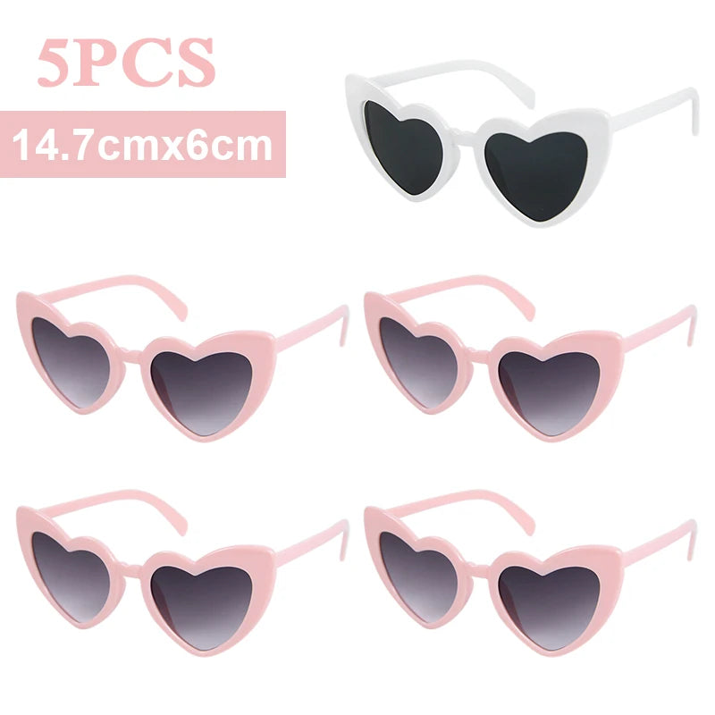 Heart Shaped Bachelorette Party Sunglasses | Bridal Shower Gift Party Novelty Sunglasses Babs 1white 4pink