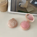 Marble Air Cushion Hair Comb with Mirror – Foldable Travel Air Cushion Hair Comb Babs Pink