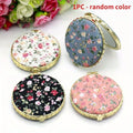 Mini Foldable Makeup Mirror – Chinese Floral Two-Sided Compact Compact Makeup Mirror Babs circle-random color