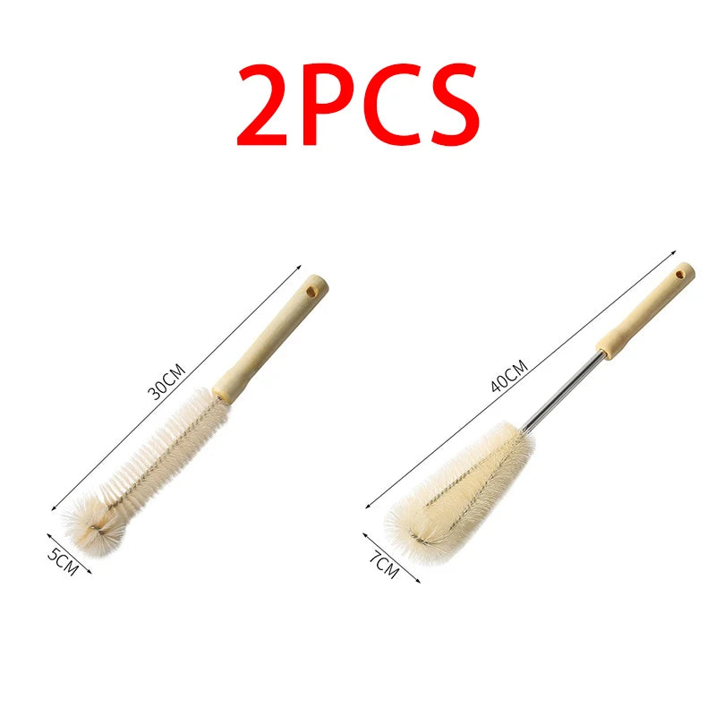 Wooden Long Handle Bottle Cleaning Brush – Eco-Friendly Bottle Cleaning Brush Babs 2pcs-S-L