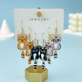 Cute Cat Dangle Earrings Set – 3 Pairs Enamel Gold Alloy Dangle Earrings Set Babs AEH70099B
