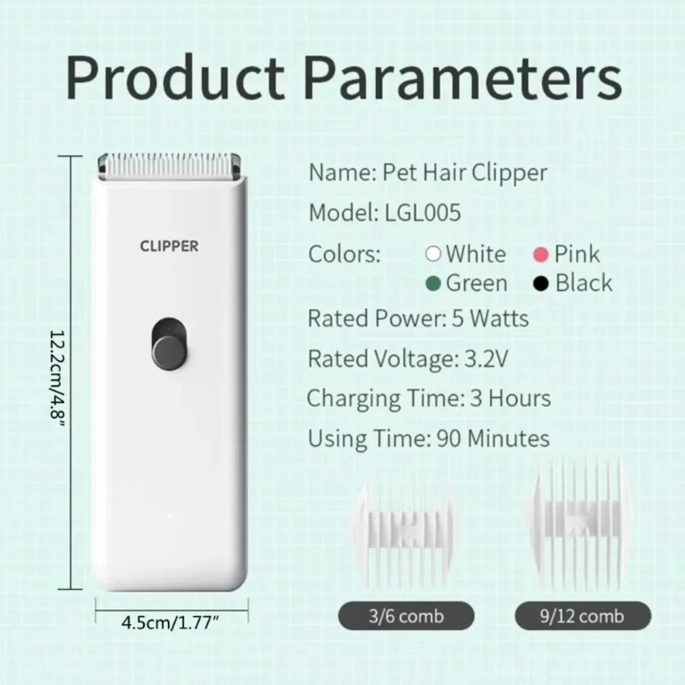 Wireless Dog & Cat Hair Clipper – Low Noise Waterproof Trimmer Pet Grooming Clipper Babs