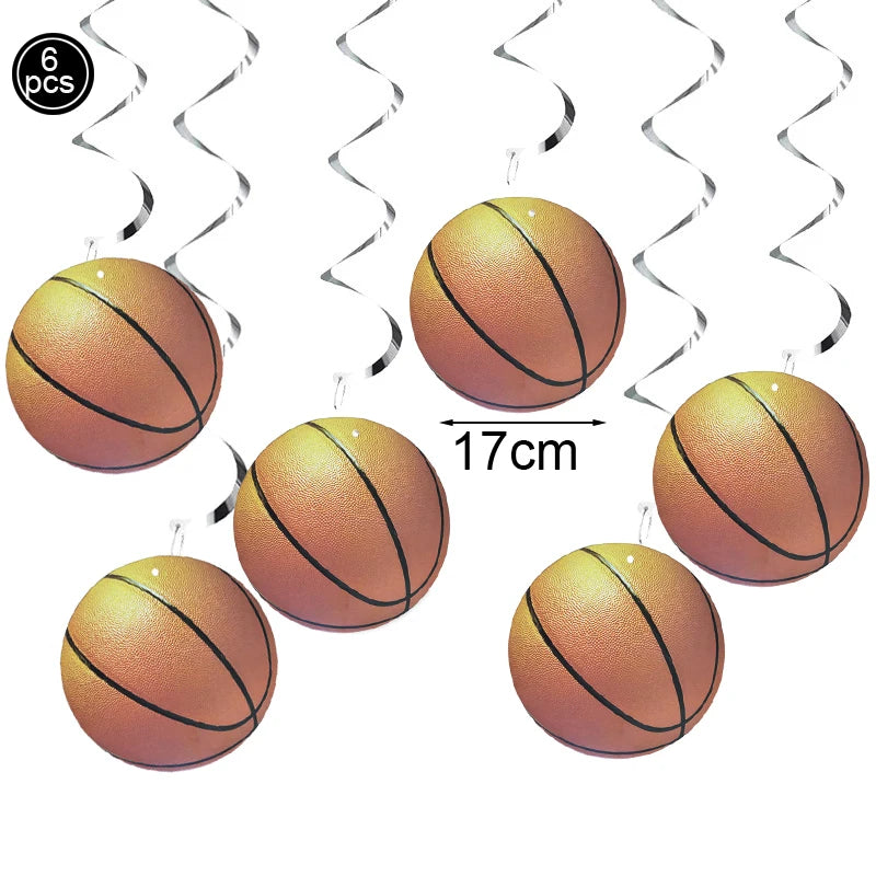 Basketball Birthday Party Decor – Foil Balloon, Banner & Swirls Party Decoration Set Babs hanging spiral As pictures show
