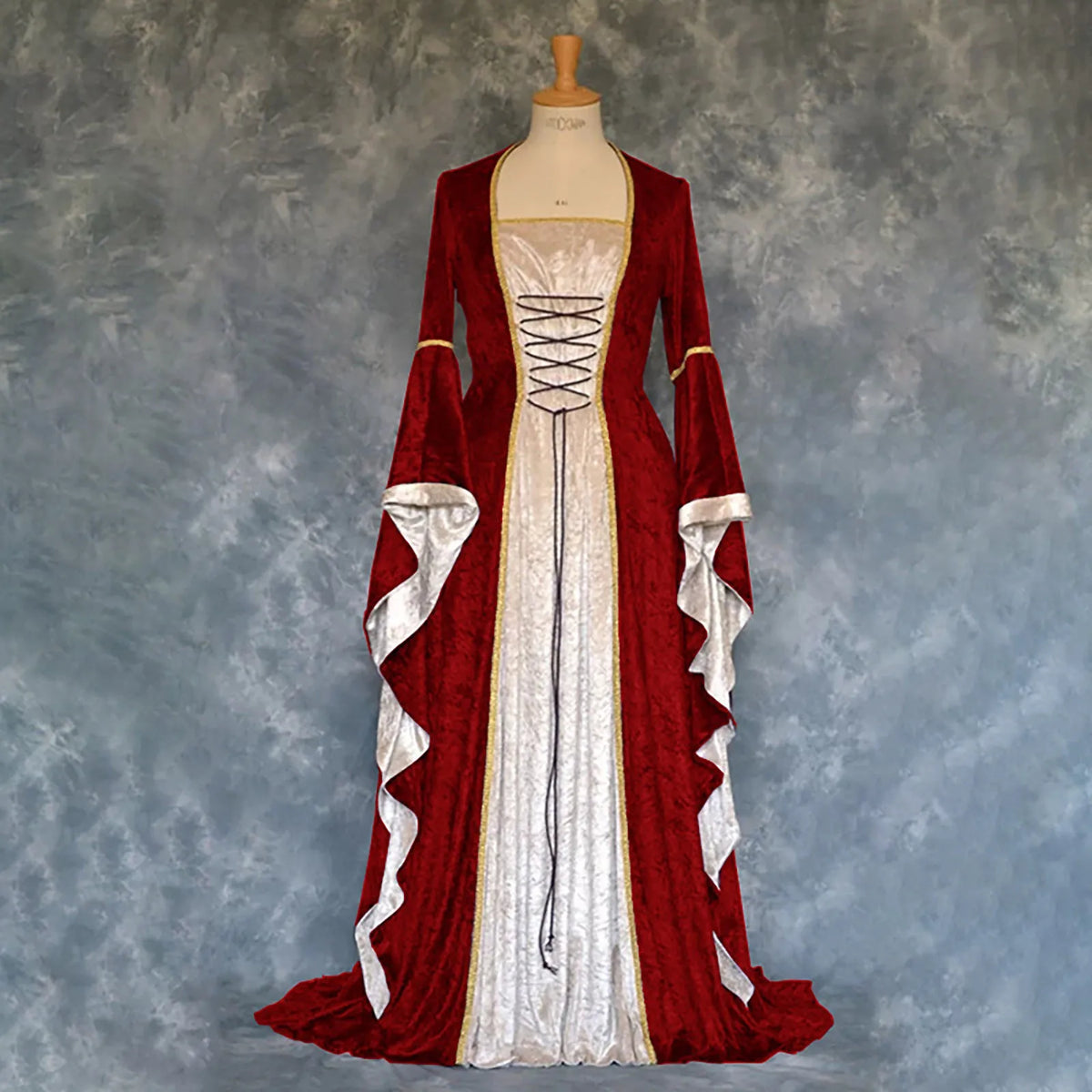 Women's Plus Size Medieval Princess Cosplay Long Dress | Velvet Gown Cosplay Costume Dress Babs Wine XXL