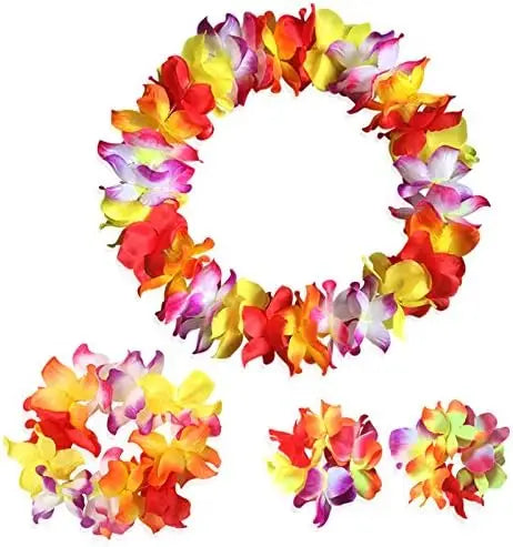 10-Piece Hawaiian Hula Skirt & Leis Set – Luau Party Costume Luau Costume Set Babs