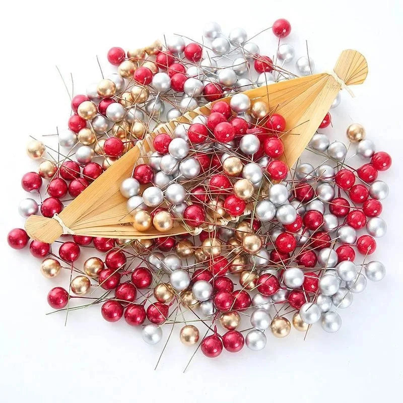 50/100Pcs Artificial Berry Christmas Ornaments – DIY Wreath Décor Christmas Ornaments Babs