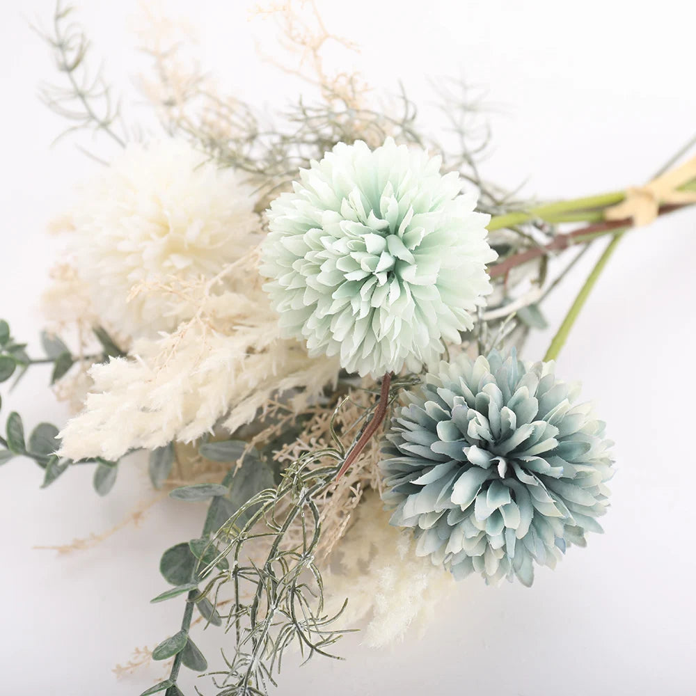 40CM Silk Artificial Flower Bouquet – Eucalyptus & Dandelion Artificial Flower Bouquet Babs Green