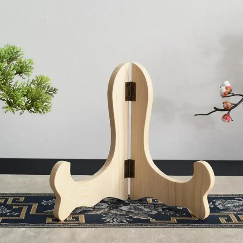 Vintage Wooden Dish Display Stand – Foldable Easel Plate Holder Plate Display Stand Babs