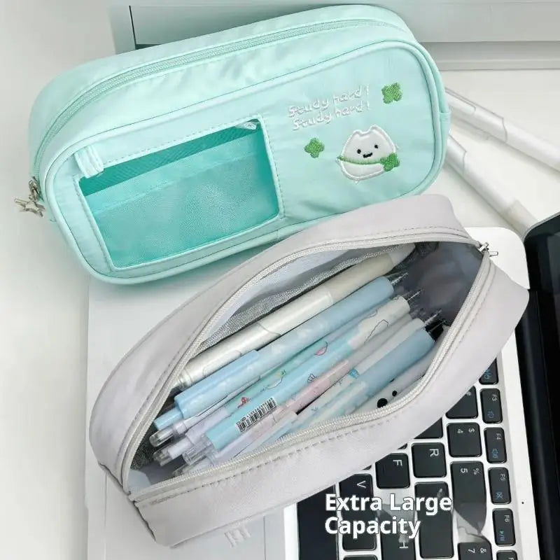Large Capacity Pencil Case – Cute Canvas Pouch for School & Office Pencil Case Pouch Babs