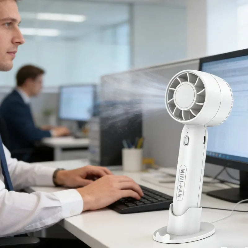 USB Rechargeable Mini Handheld Fan – 3-Speed Portable Cooler Handheld Portable Fan Babs