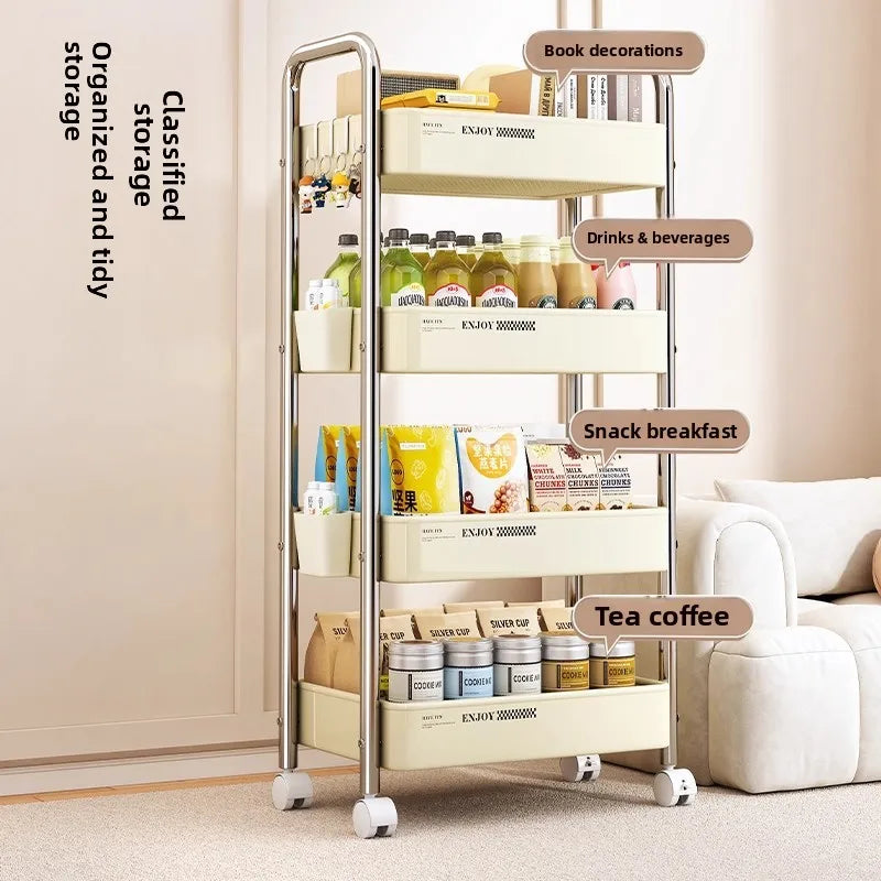 Multifunctional Rolling Cart Storage Organizer – Mobile Shelf Rolling Storage Cart Babs
