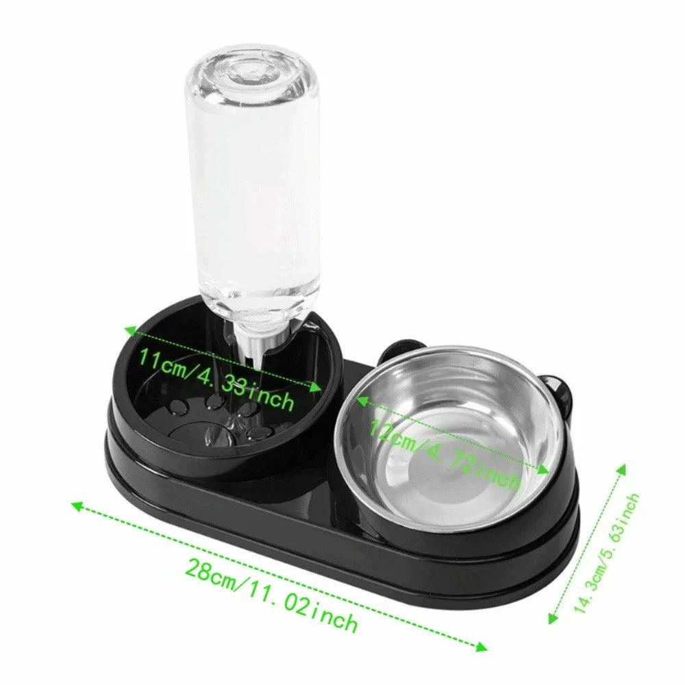 2-in-1 Tilted Dog & Cat Bowl – Stainless Steel Dry/Wet Feeder Pet Feeding Bowl Babs