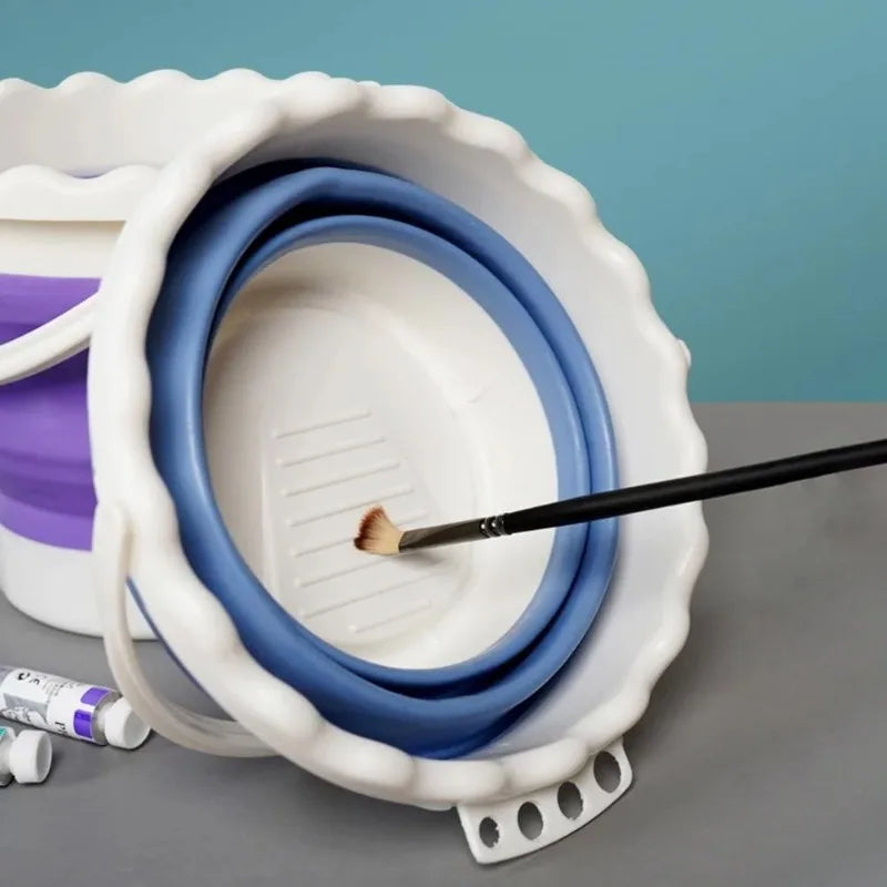 Foldable Silicone Brush Washing Bucket – Artist Studio Supply Art Brush Cleaner Babs