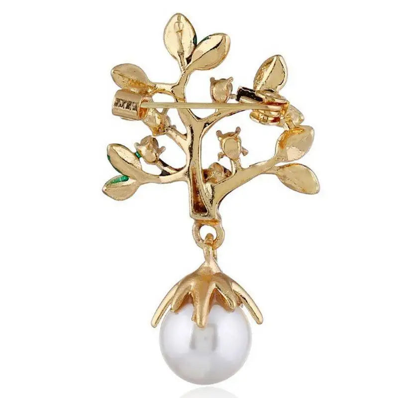 Pearl Tree Brooch – Vintage Oil Drop Rhinestone Lapel Pin Fashion Brooch Pin Babs
