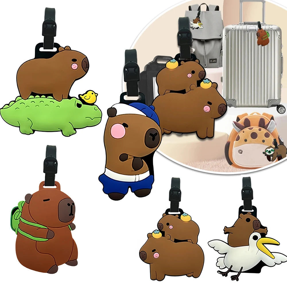 Cartoon Capybara PVC Luggage Tag – ID & Address Holder Luggage Tag Babs