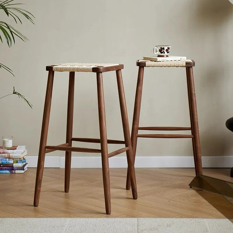 Wooden Woven High Bar Stool – Modern Minimalist Chair Wooden Bar Stool Babs