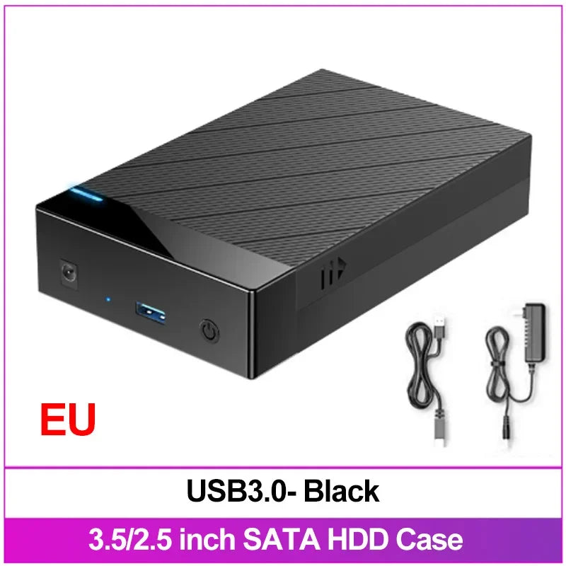 USB 3.0 External Hard Drive Enclosure 3.5/2.5" SATA HDD Case Hard Drive Enclosure Babs 3.5 2.5Inch EU Black
