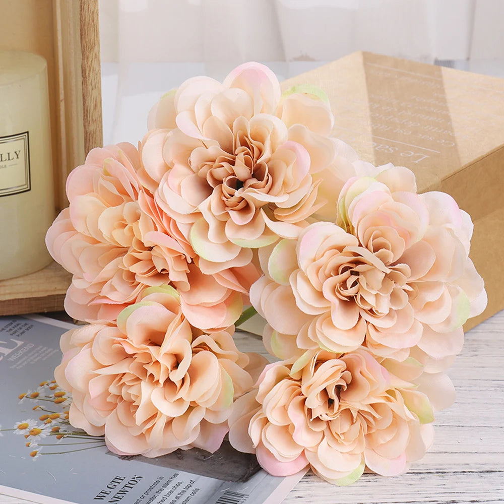 5PCS Silk Peony & Rose Artificial Flowers for Home & Wedding Decor Artificial Silk Flowers Babs