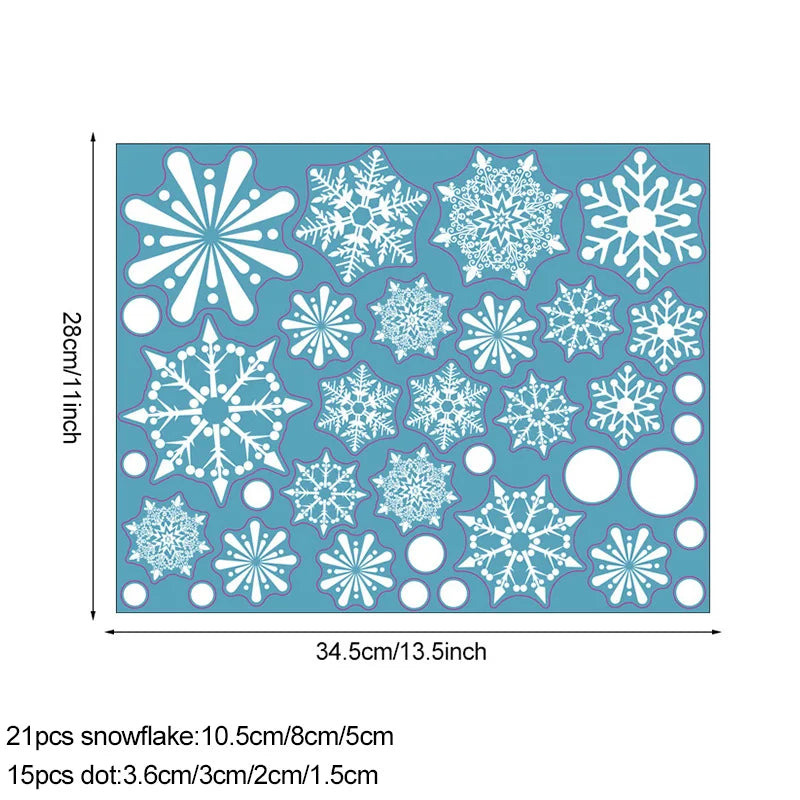 36pcs White Snowflake Christmas Wall & Window Stickers Christmas Wall Stickers Babs