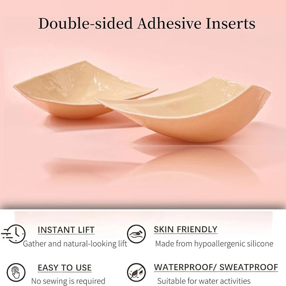Sticky Push-Up Bra Inserts – Adhesive Silicone Bikini Cup Pads Adhesive Bra Inserts Babs