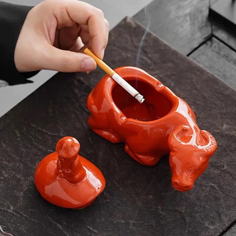Ceramic Crab Ashtray with Cover | Chinese Tea Pet Decor Decorative Ashtray Babs