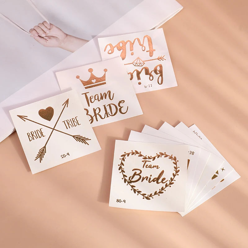 10Pcs Gold Team Bride Tattoo Stickers – Bachelorette Party Temporary Tattoo Stickers Babs