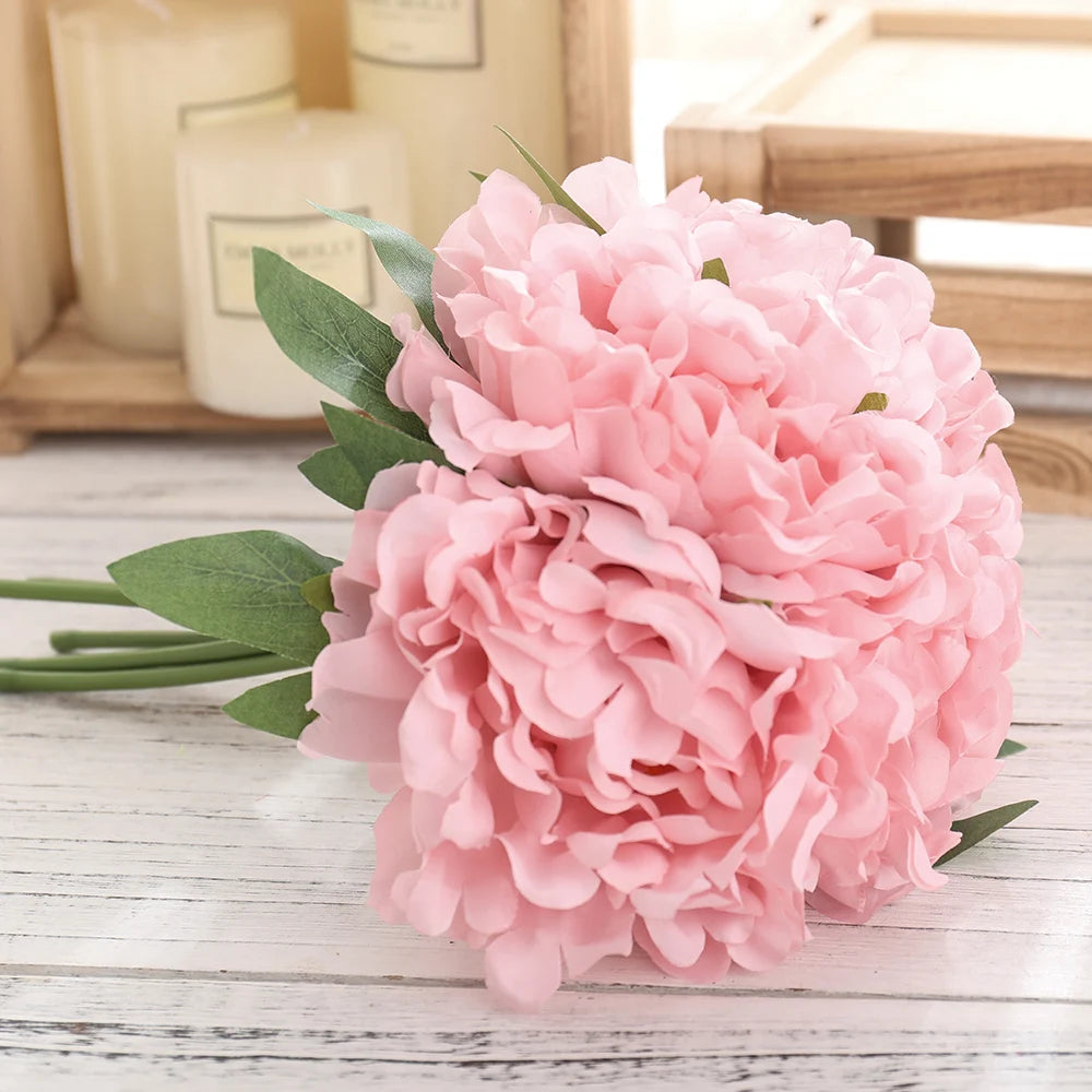 5-Pack Silk Peony Artificial Flowers – Wedding & Home Decor Artificial Flower Bouquet Babs Deep Pink