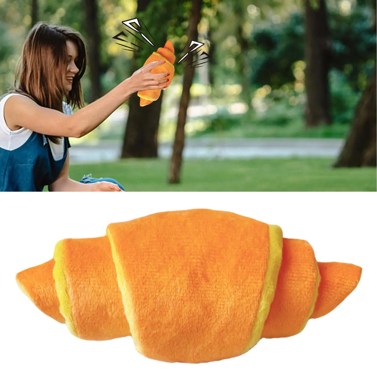 Dog Hide & Seek Squeaker Plush Toy – Croissant Sniff Toy Dog Enrichment Toy Babs