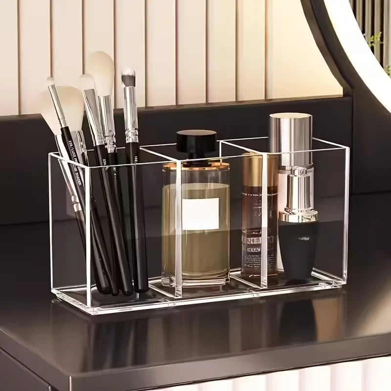 Clear Makeup Brush Holder Organizer – 1/2/3 Slot Vanity Box Makeup Brush Organizer Babs