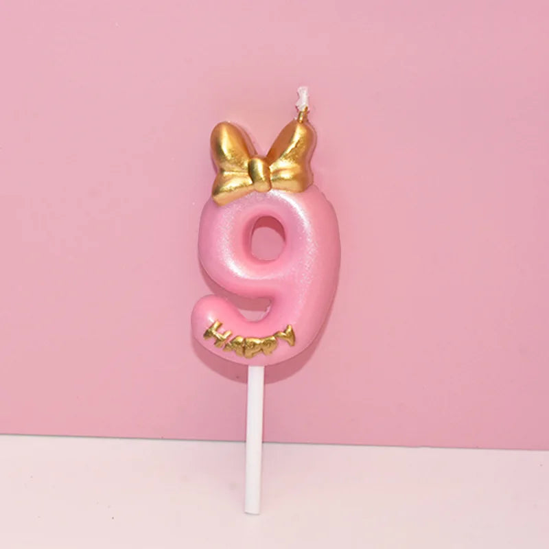 Pink Number Cake Topper Candles 0–9 | Girls Birthday Party Birthday Cake Candles Babs 9