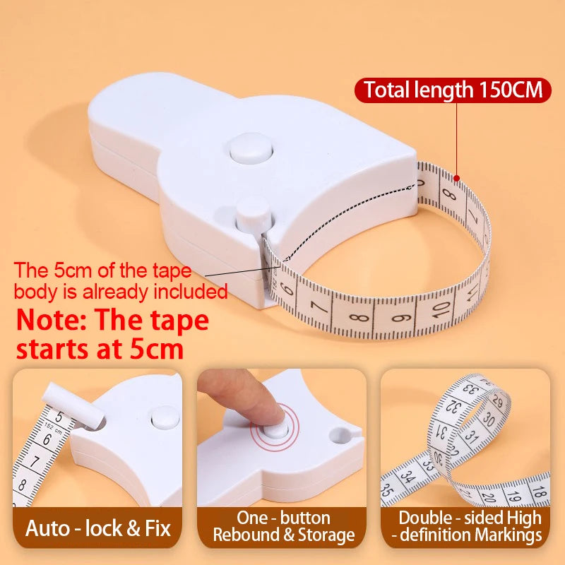 Portable Soft Measuring Tape – Retractable 1.5M Mini Ruler Soft Measuring Tape Babs White cm