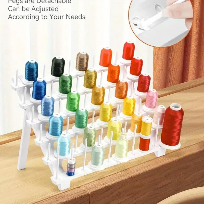 Wood Thread Rack – 60 + 10 Long Pegs Sewing & Embroidery Organizer Thread Rack Organizer Babs
