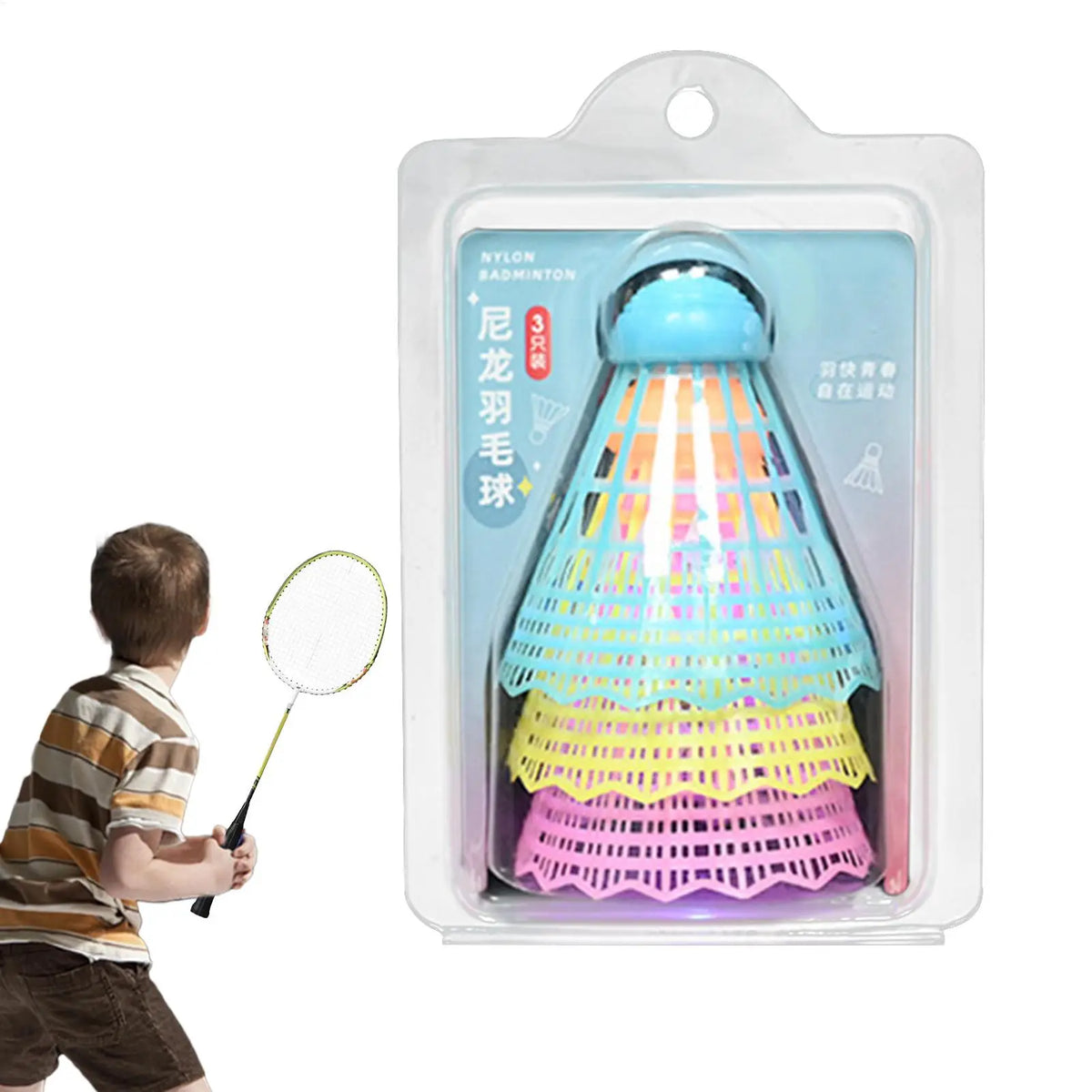 3-Pack LED Badminton Shuttlecocks – Glow Night Play Nylon LED Badminton Shuttlecock Babs