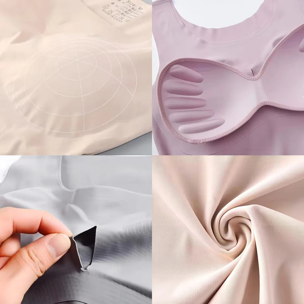 Ice Silk Padded Tank Top – Built-In Bra, Seamless, Wide Strap Padded Camisole Top Babs