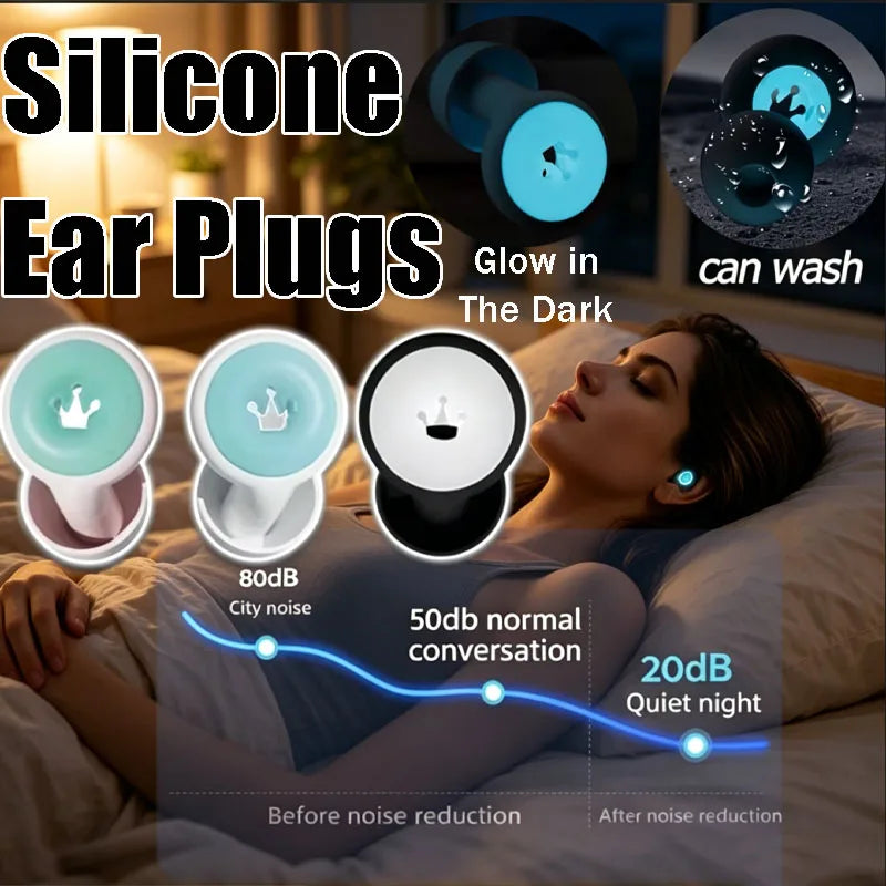 Glow Silicone Sleep Earplugs for Side Sleepers | CE Certified Sleep Earplugs Babs