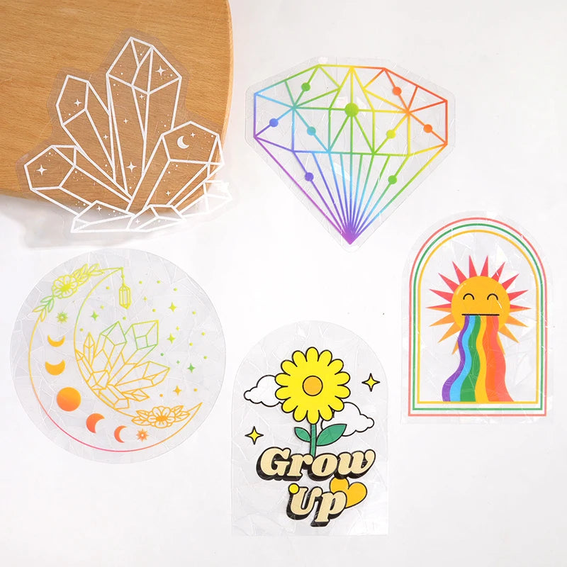6-Piece Rainbow Suncatcher Window Stickers – PVC Glass Decals Window Suncatcher Stickers Babs
