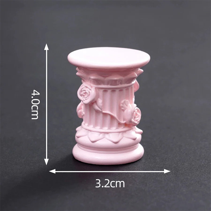 Retro Roman Column Candle Holder – Dollhouse Desktop Ornament Miniature Decorative Ornament Babs pink