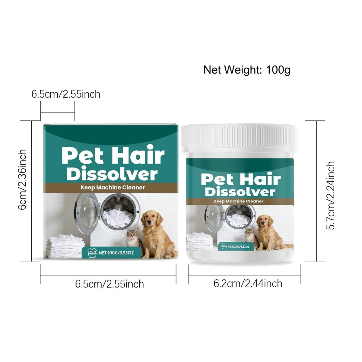 Pet Hair Dissolver Laundry Additive 100g | Washing Machine Remover Laundry Detergent Additive Babs