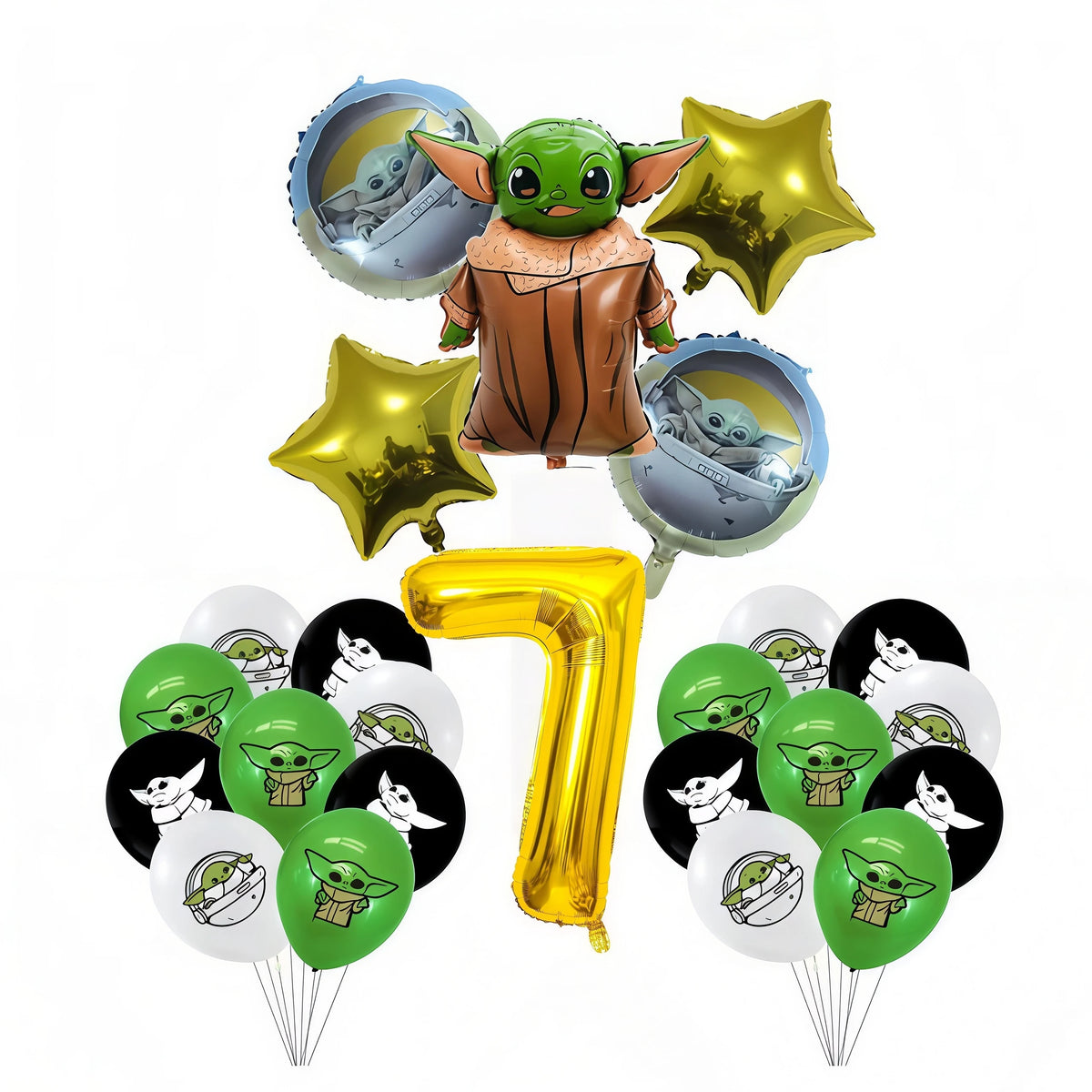 Yoda Baby Theme Birthday Party Supplies – Plates, Cups & Balloons Party Decoration Set Babs 18pcs balloon 7