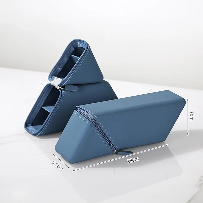 Aesthetic Zipper Pencil Case with Hidden Pocket | Silicone Pencil Case Babs Blue
