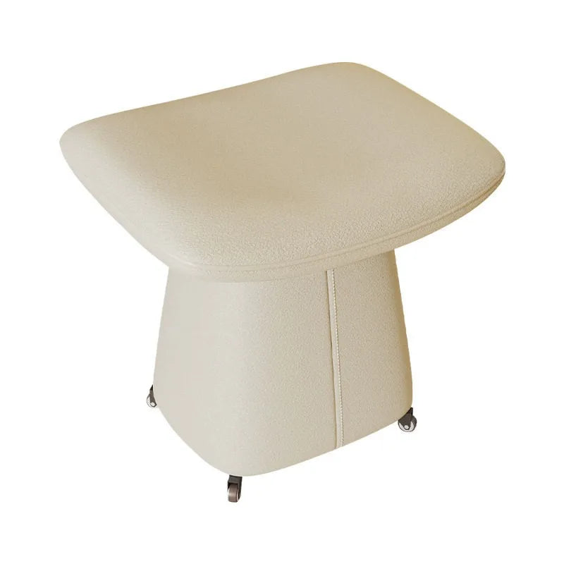 Modern Luxury Genuine Leather Makeup Stool – Solid Wood Frame Vanity Stool Babs