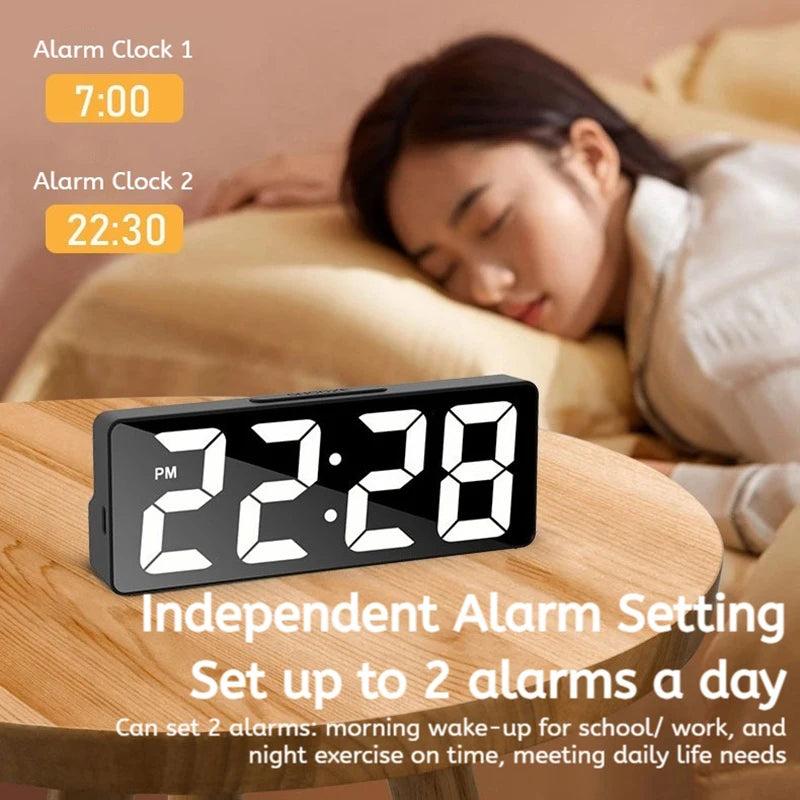 LED Digital Alarm Clock – Voice Control, 12/24H, USB or Battery Digital Alarm Clock Babs