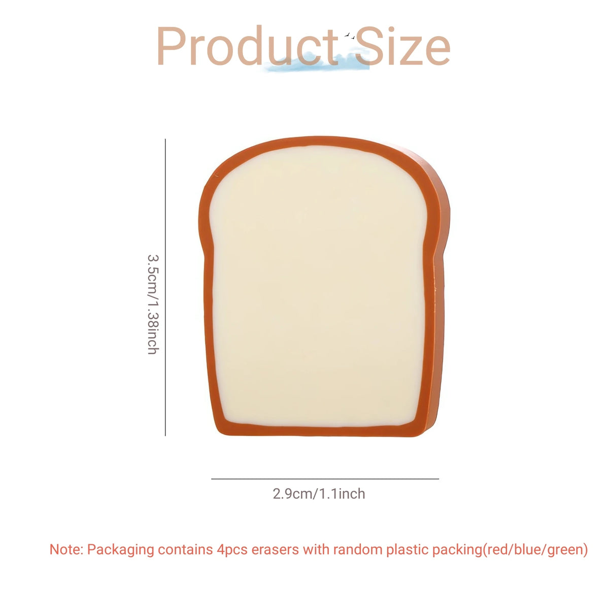 4pcs Toast Shape Rubber Erasers – Fun Kids School Stationery Novelty Rubber Eraser Babs