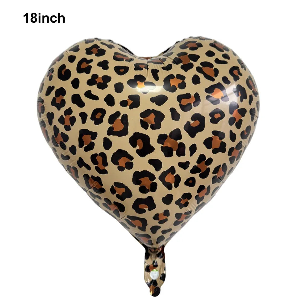 Leopard Print Heart Foil Balloons – Party & Wedding Decor Party Foil Balloons Babs Laser As pictures show 10pcs