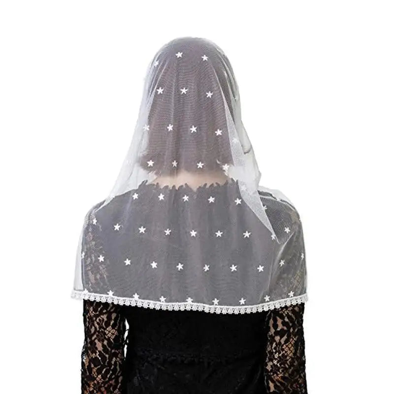 Lace Flower Round Scarf – Prayer Kerchief, Shawl & Head Wrap Lace Head Scarf Babs
